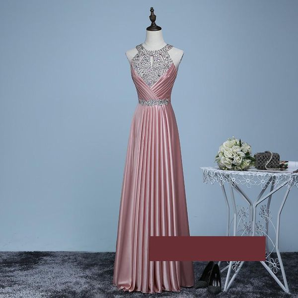 Luxus Kristall Applikationen Neckholder Abendkleider Robe De Soiree Mode Ärmelloses Dünnes Formales Party Abendkleid Host Kleid