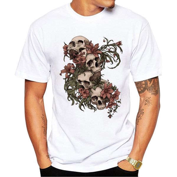 

teehub hipster сад черепа мужчины футболки с коротким рукавом o-образным вырезом tee мода vintage skull printed tshirts забавные tops