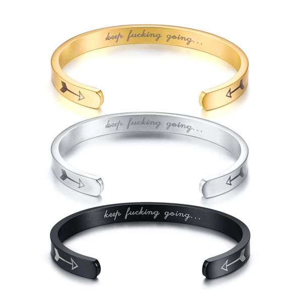 

inspirational bracelet keep going bracelet gift for women girl letter gold color friendship inspirational, Black