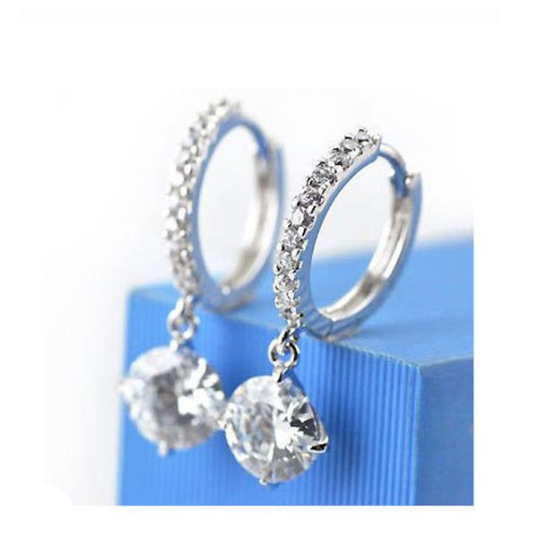 

elegant fashion gold / silver plated crystal hoop earrings for women wedding engagement party jewelry gift, Golden;silver