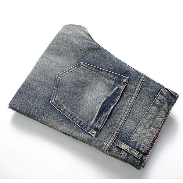 

fashion ripped jeans men designer holes denim new cotton super skinny famous big pants male scratched biker jean dropshipping, Blue