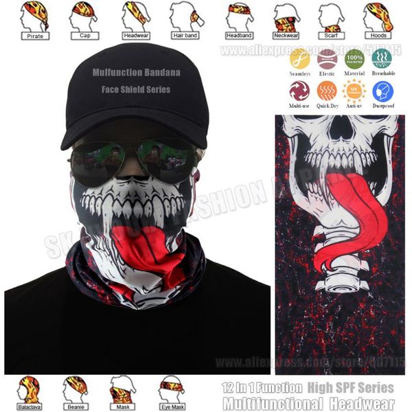

scarves trackable fashion skull with long tongue sport magic ghost scarf mask tubular turban seamless bandana, Blue;gray
