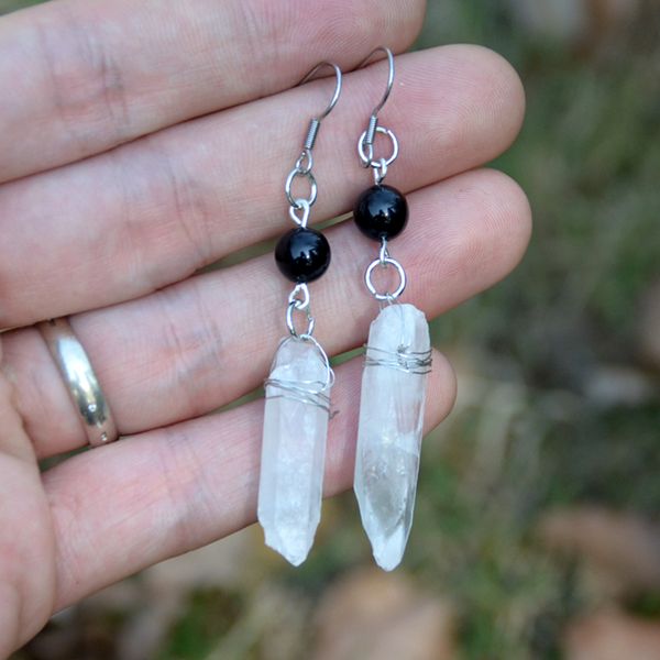 

raw quartz earrings, Silver