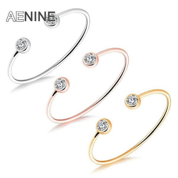 

aenine trendy rose gold/gold/silver color open women bangles classic inlaid cubic zirconia cuff bracelets drop shipping akh510, Black