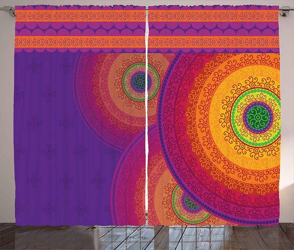 

oriental curtains colorful mandala design with south asian folklore inspirations bullseye circles living room bedroom window