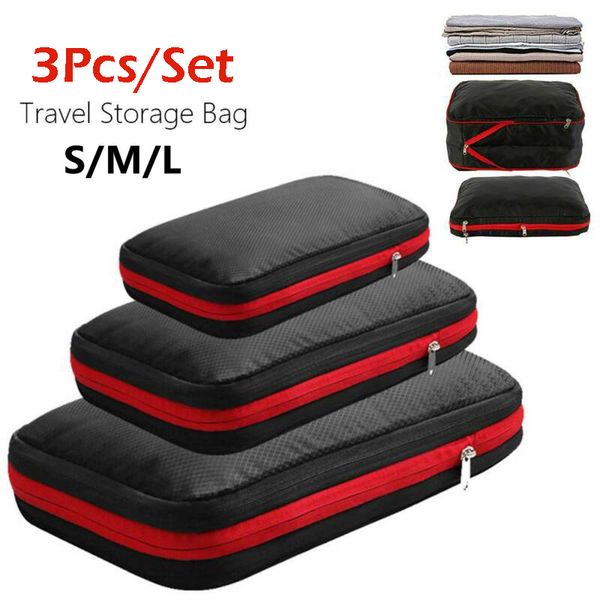 

storage bags 3pcs/set travel luggage waterproof organizer double-layer design compression suitcase packing cubes