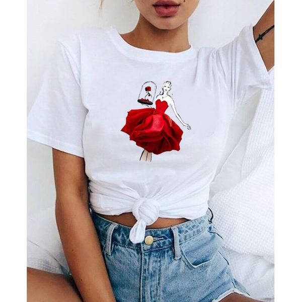 

vintage t shirt 90s camisetas mujer ropa de mujer flower petal dress drawing t-shirt aesthetic blusas de mujer women 2020