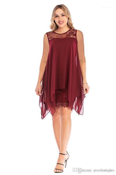 

asymmetrical dress casual dresses three quarter sleeve stitching irregular hem lace dress 5xl plus size ladies, Black;gray