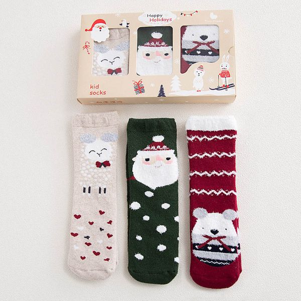 

3 pair boys girls long socks cotton baby children christmas style cute nordic style thicken cartoon animals printed sock new, Pink;yellow