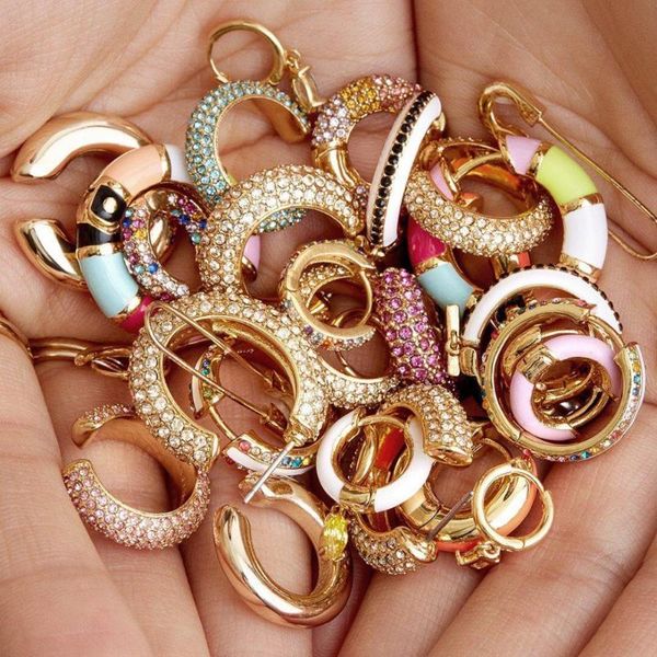 

trendy round gold small stud earring women colorful crystal zircon copper earring bridal party statement ear cuff jewelry, Golden;silver