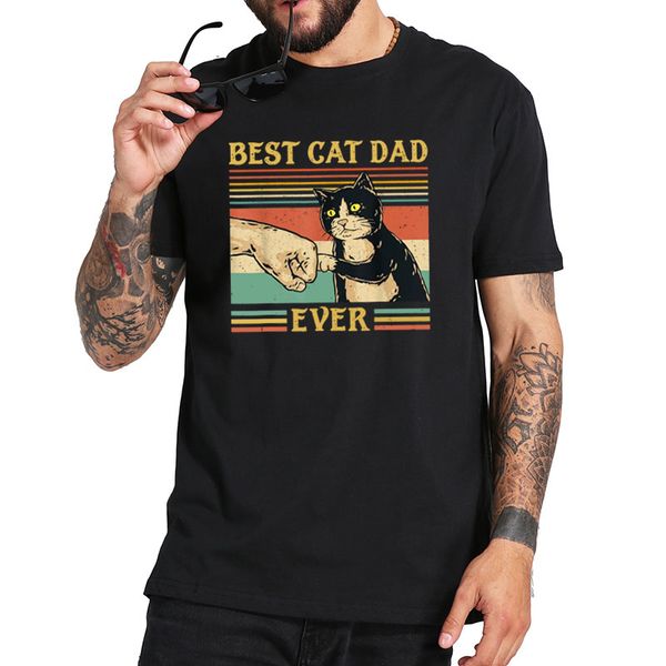 

cat dad ever paw fist bump fit t-shirt vintage retro gift men premium t shirt 100% cotton