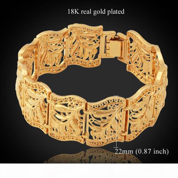 

new item vintage scroll leaves cuff bracelet bangle 18k real gold plated bangle fashion jewelry for women wholesale yh5195, Black