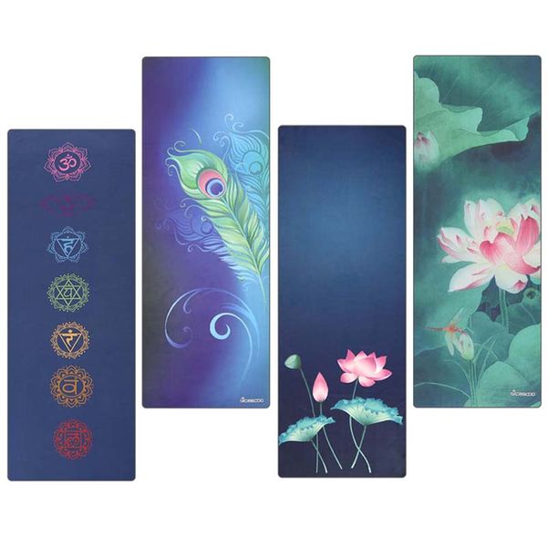 

yoga mats non-slip blanket printing portable folding travel mat cover sweat-absorbent pilates exercise towel