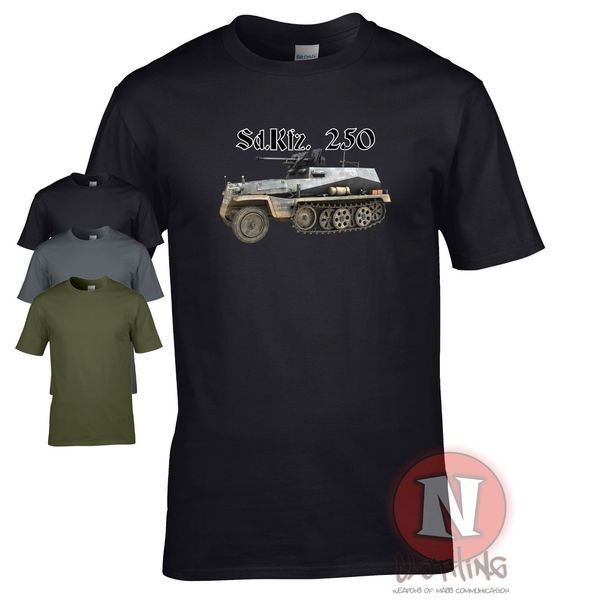 

2019 summer cotton tee shirt sd.kfz 250 allemand halftrack ww2 militaire armure t-shirt monde of war tanks fashion t-shirt
