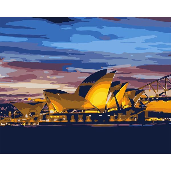 

custom size frameless sydney opera house diy oil canvas paintings-paint by numbers for wall decor