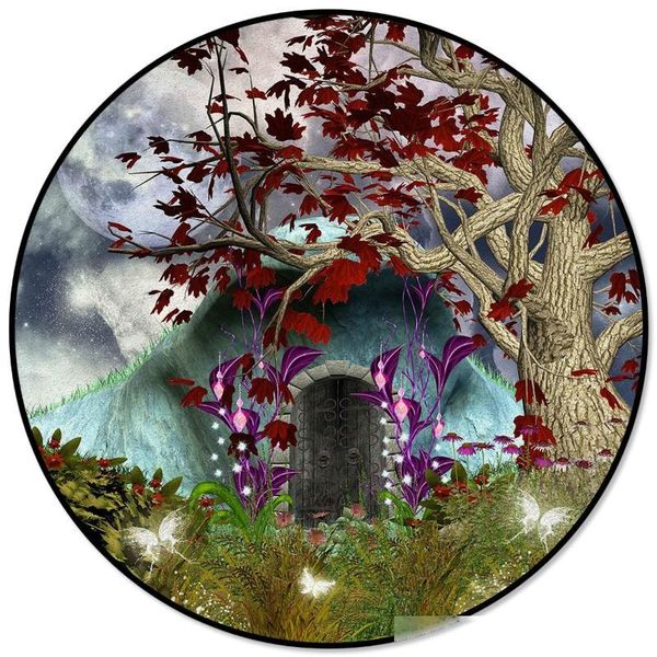 

cartoon tree house round moon pattern rugs and carpets for home living room round rug for children rooms non-slip