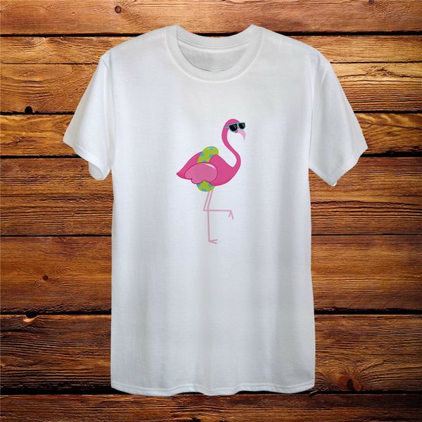 

pink flamingo swimming holiday tshirt design fancy men women fitted gift brand fashion tee shirt