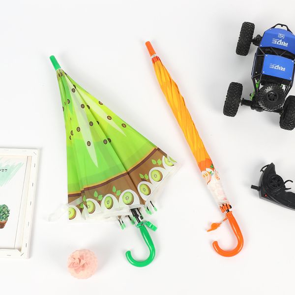 

creative cartoon rain umbrella cute poe transparent umbrella baby student kindergarten long handle umbrella automatic open childrens umbrell, Red;brown