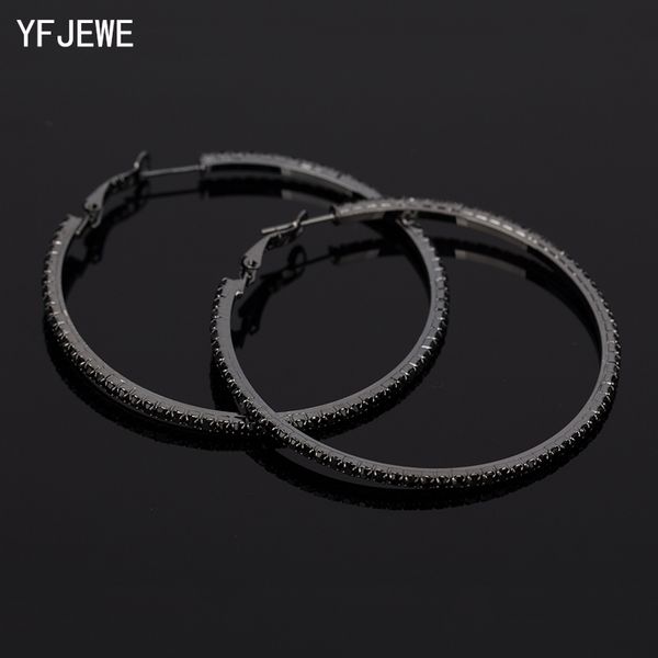 

yejewe women bijoux classic new fashion rhinestone small&big hoop earrings woman black rhinestone wholesale cute gift e030, Golden;silver