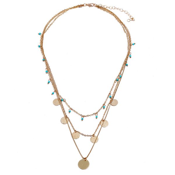 

pendant necklaces sequins wafer collares necklace for women jewelry friends chains girl accessories aesthetics suspension xl10118, Silver