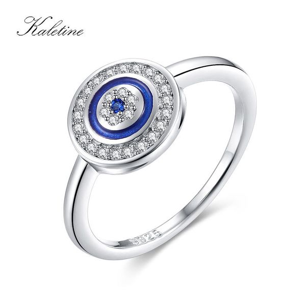 

kaletine luxury 925 sterling silver ring lucky blue stone evil eye rings for women blue stone wedding turkish mens jewelry, Golden;silver