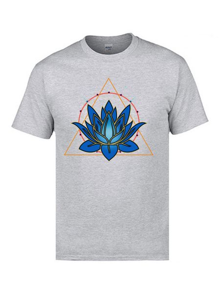 

geometry triangle lotus flower shirts o-neck 100% cotton men t shirts unique shirt 20189new fashion t-shirts