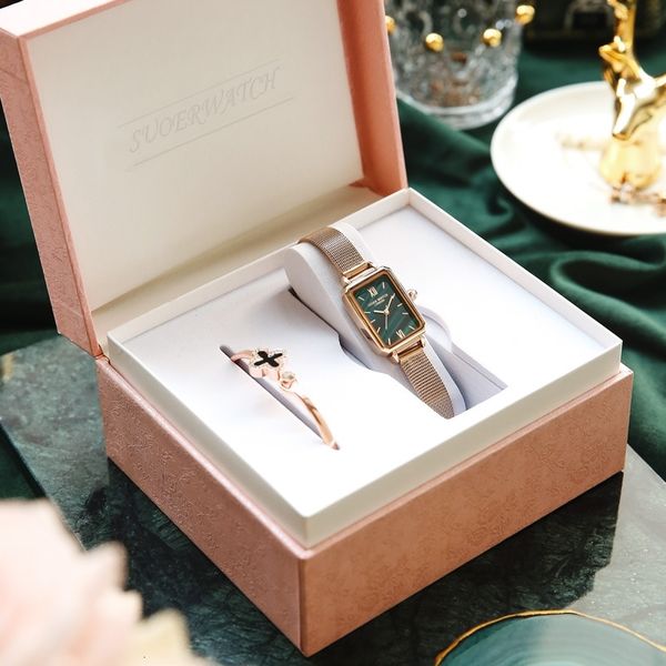 

2019 light luxury niche fashion simple temperament rectangular women's watch student ins style, Slivery;brown
