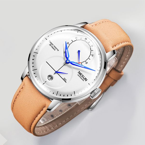 

wristwatches nesun watch men's luxury business automatic mechanical fashion simple waterproof sapphire casual watches relogio masculino, Slivery;brown