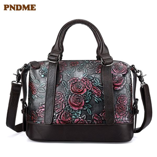 

pndme старинные моды ручной работы из натуральной кожи с тиснением женская сумка дизайнер роскошных коровьей плеча crossbody сумки для женщи