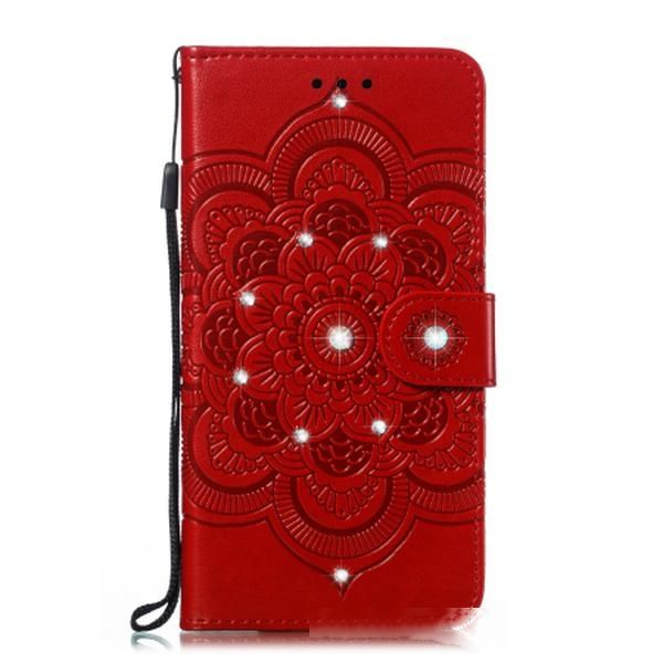 

new sun mandala embossed point drill phone case tpu pu anti-fall can support models for samsung note10 pro with credit card slot pocket