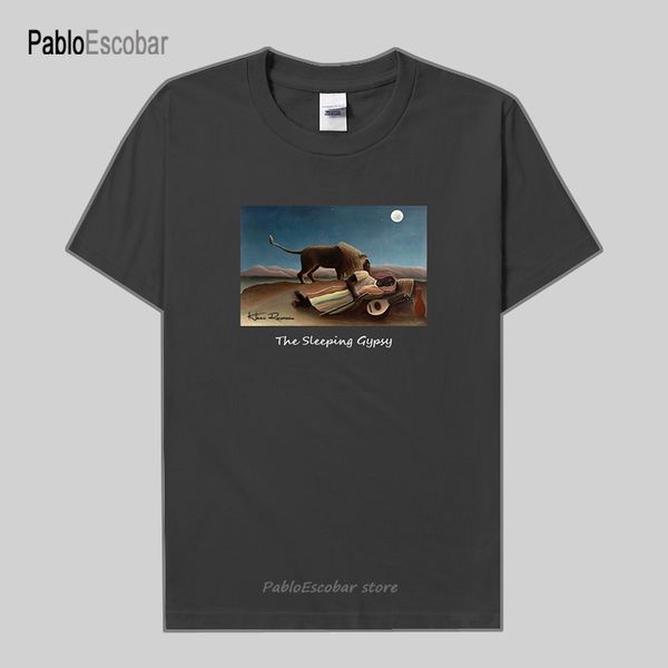 

personality fashion oil painting men t-shirt the sleeping gypsy retro print short sleeve clothes cotton summer casual streetwear