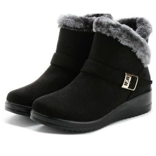 

swonco women's boots t new 2020 flat non-slip shoes woman plush warmth thick short women's boots snow leisure female, Black