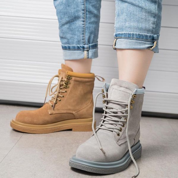 

women boots leather platform autumn boot martins casual motorcycle women shoes fashion boots 2020, Black