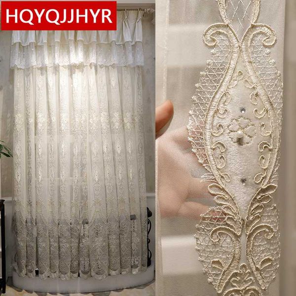 

curtain & drapes european and american high-quality luxury white embroidered voile for living room windows villa tulle bedroom els