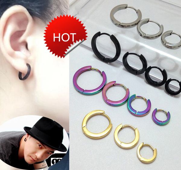 

fashion women men narrow hoop pendientes silver gold black titanium steel manual 2mm loop circle hoop huggie earrings jewelry, Golden;silver