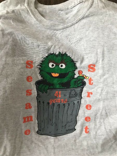 

sesame street rare 45 yr anniversary oscar the grouch xl t-shirt homme customized tee shirt