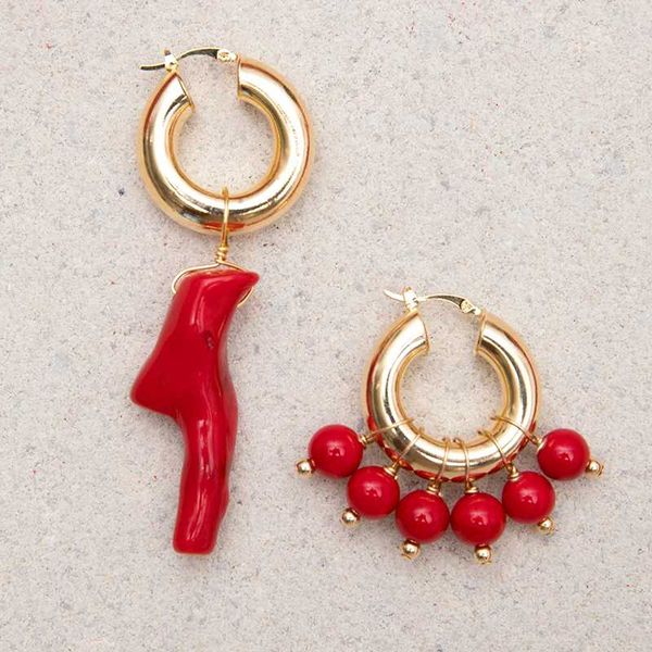 

wholesale vintage 2020 red coral drop dangle beads earring for women korean brand boho wedding statement jewelry party gifts, Silver