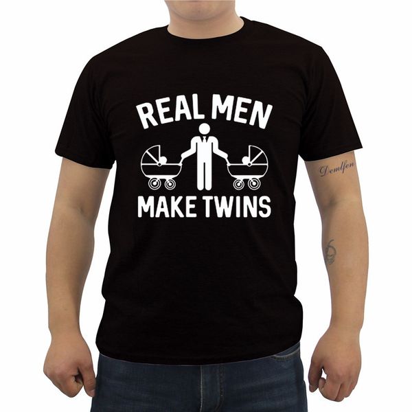 

new real men make twins camisa gift men's t shirt fathers day 100% cotton hipster male t-shirt