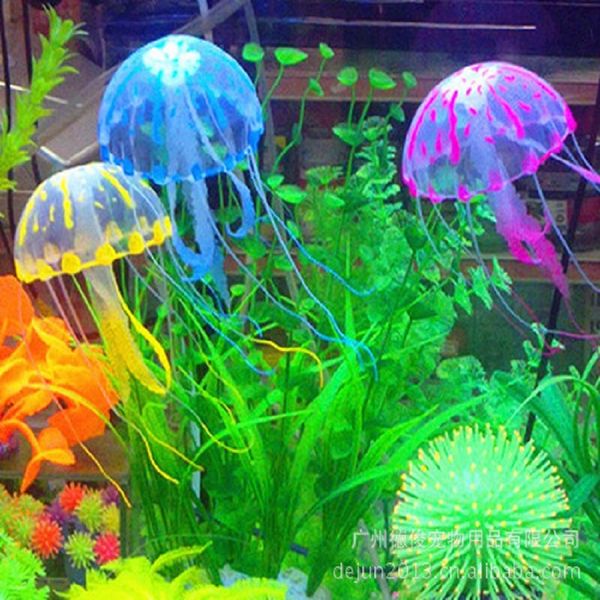 

decorations silicone simulation artificial jellyfish glowing effect ornaments fish tank aquarium decoration aquaristics accessories