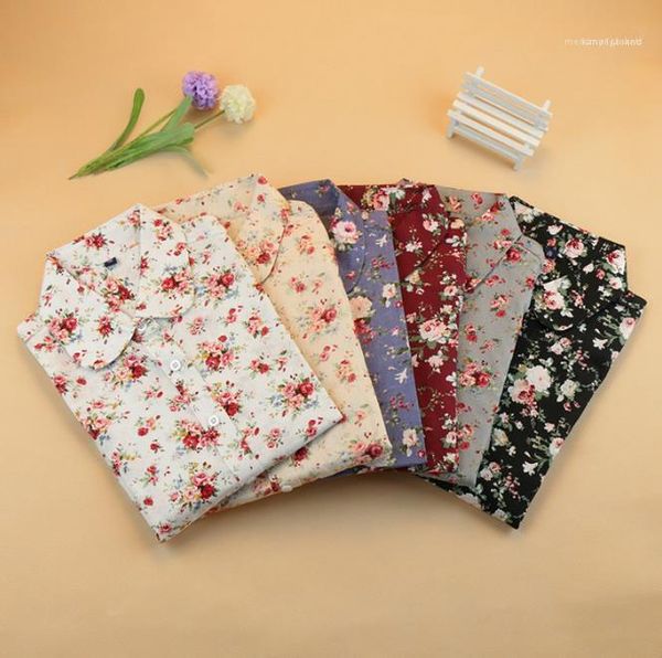 

casual shirts slim breathable new spring fashion womens shirts floral print designer long sleeved women, White