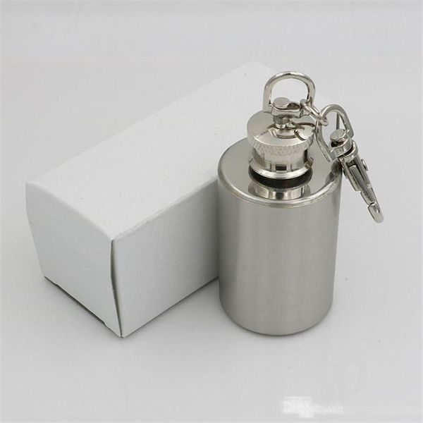 

1oz mini stainless steel hip flask cylinder shape hip flask with keychain portable party outdoor wine bottle mini pocket flasks sale