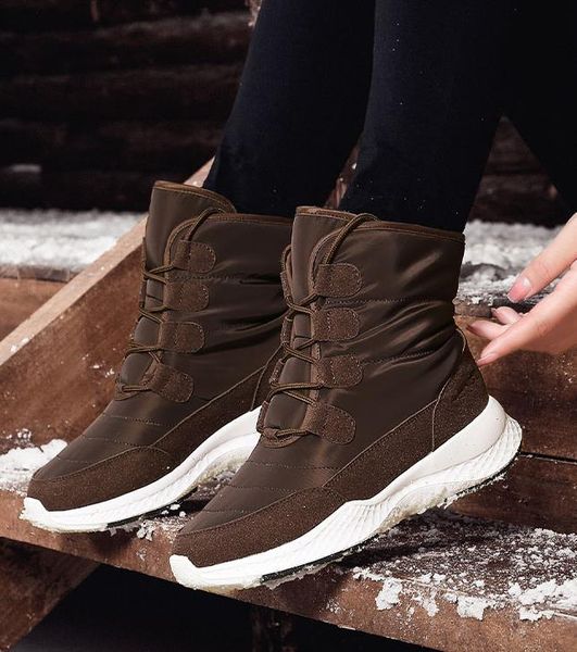 

outdoor snow boots female winter waterproof non-slip white cotton shoes warm plus velvet thick cotton boots, Black