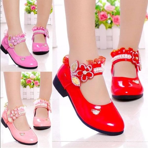 

children kids baby girl shoes for kids chaussure enfant flowers crystal pearl fashion princess shoes sandals, Black;grey