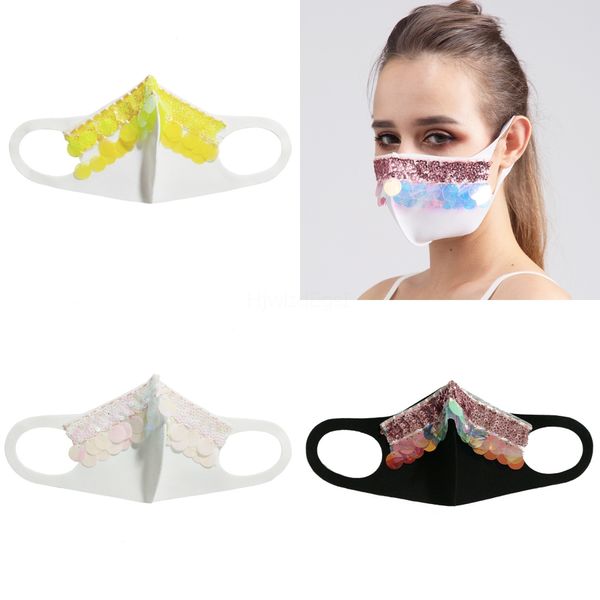 

blingbling fashion party sequins designerface mask women washabledust windproof protect cotton mas#217#285, Black