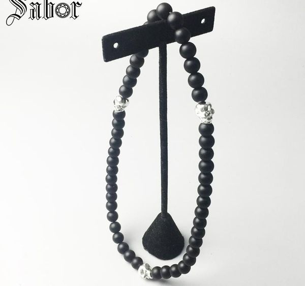 

rebel skull chain ribbon necklace matt-black obsidian beads & skulls necklace female 2020 heart003, Silver