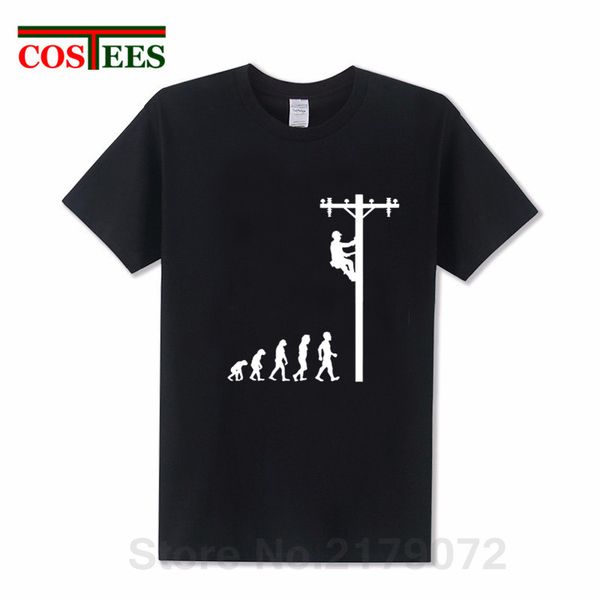 

paroday evolution of lineman t shirt men funny electrician men's t-shirt homme 2019 new casual fashion tee shirt hombre camiseta