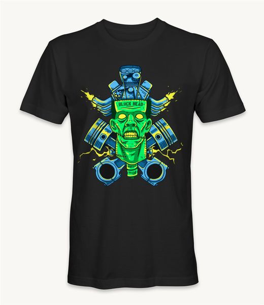 

engine big block block head pistons and rods car face t-shirt tee shirt