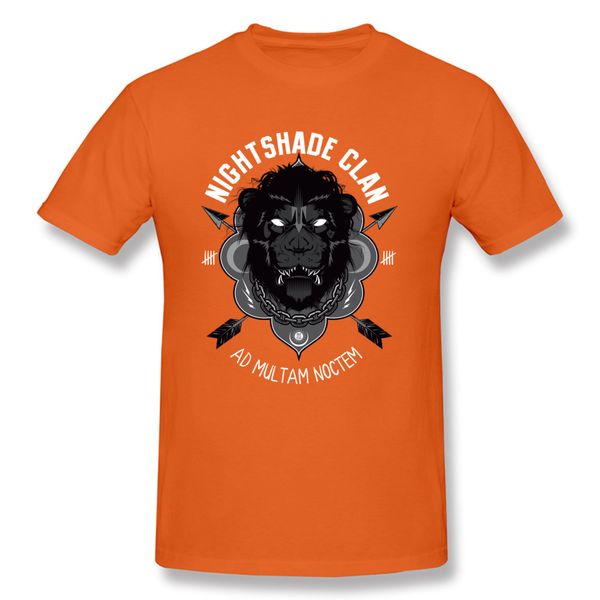 

night shade clan balck panther round collar t-shirts new arrival slim fit printed t shirt man tees orange shirt 100% cotton