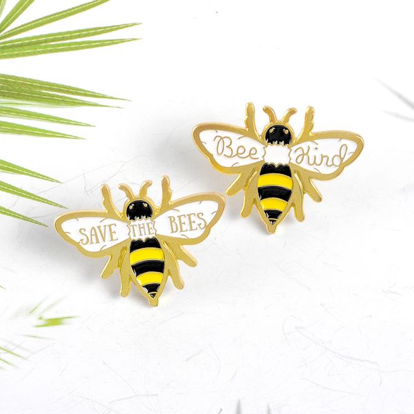 

pins, brooches yellow bee enamel pins kind save the bees cute insect series badges backpack clothes lapel pin for friends kids, Gray
