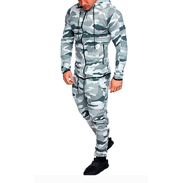 

novedad de primavera 2020 chndal con capucha a la moda para hombre, conjunto de ropa deportiva de camuflaje, chaquetas militares, Black